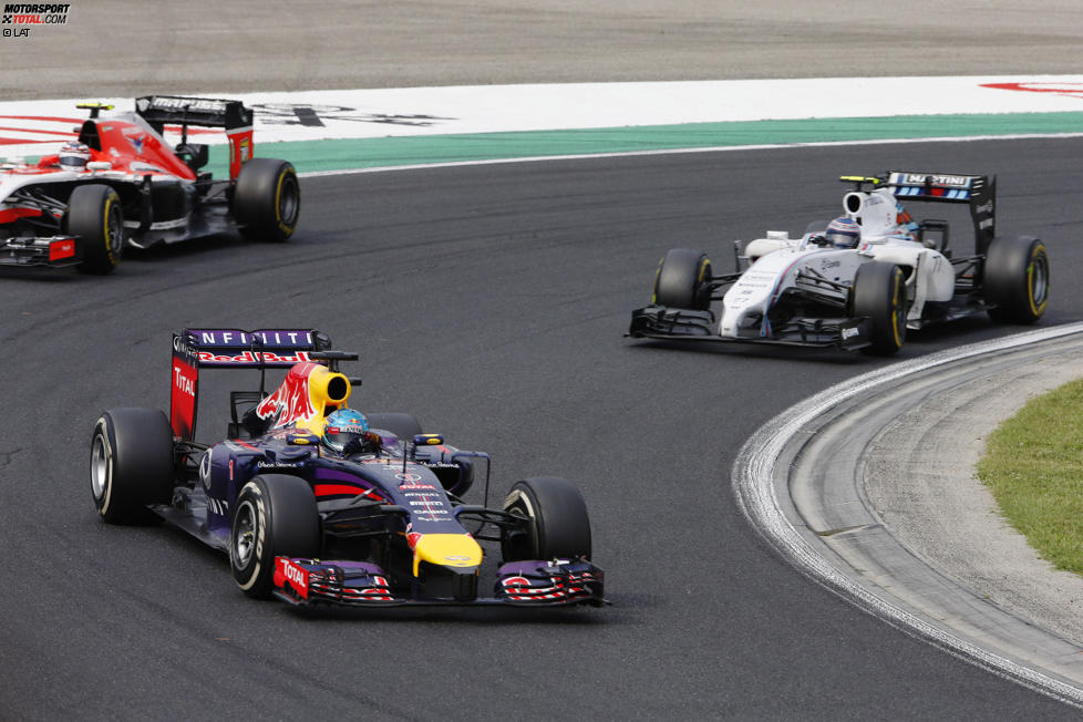 Sebastian Vettel (Red Bull), Valtteri Bottas (Williams) und Max Chilton (Marussia) 