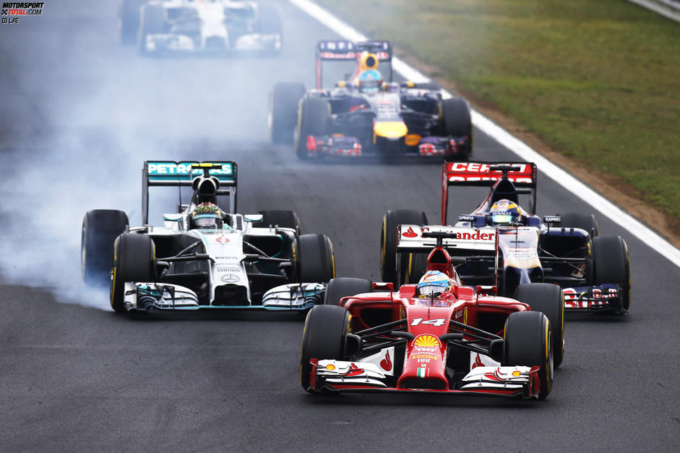 Fernando Alonso (Ferrari), Nico Rosberg (Mercedes) und Jean-Eric Vergne (Toro Rosso) 