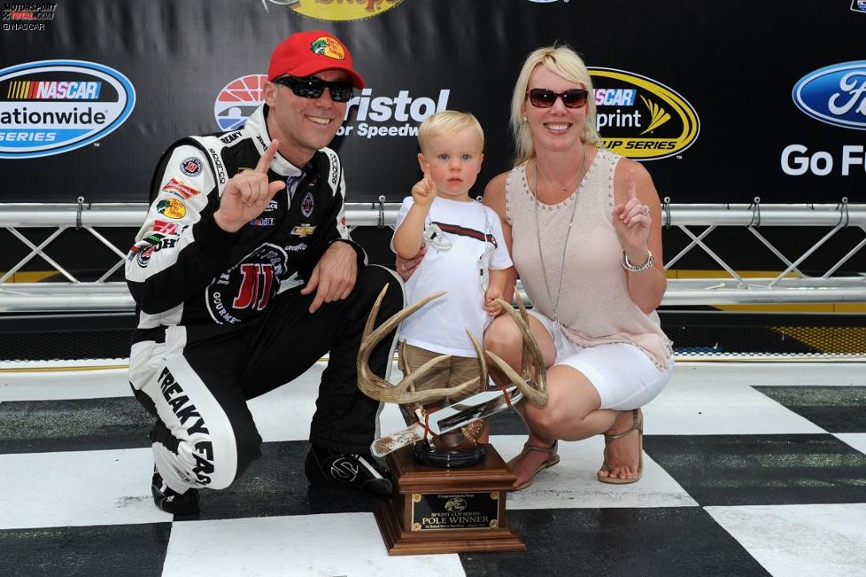Sprint-Cup-Polesitter Kevin Harvick mit Ehefrau DeLana und Sohn Keelan