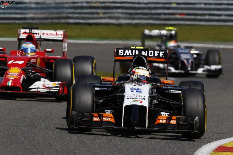 Sergio Perez (Force India), Fernando Alonso (Ferrari) und Esteban Gutierrez (Sauber) 