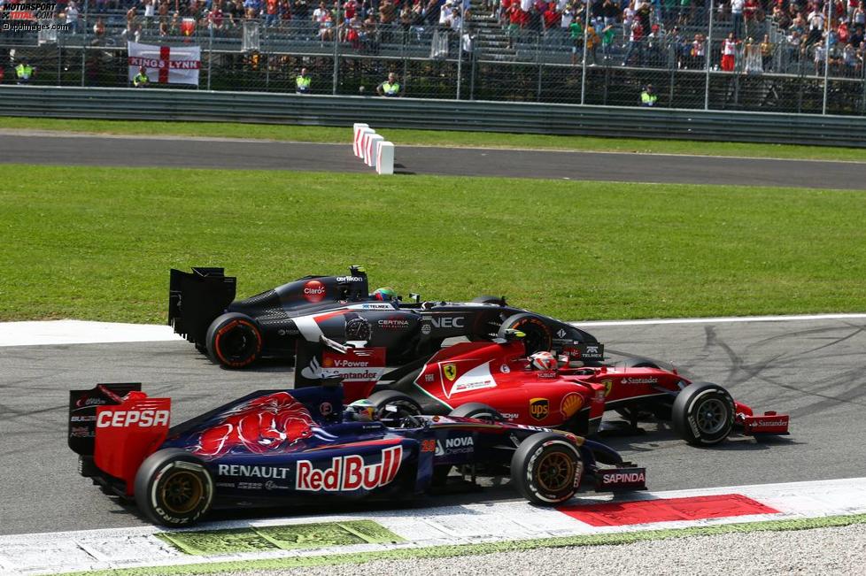 Jean-Eric Vergne (Toro Rosso), Esteban Gutierrez (Sauber) und Kimi Räikkönen (Ferrari) 