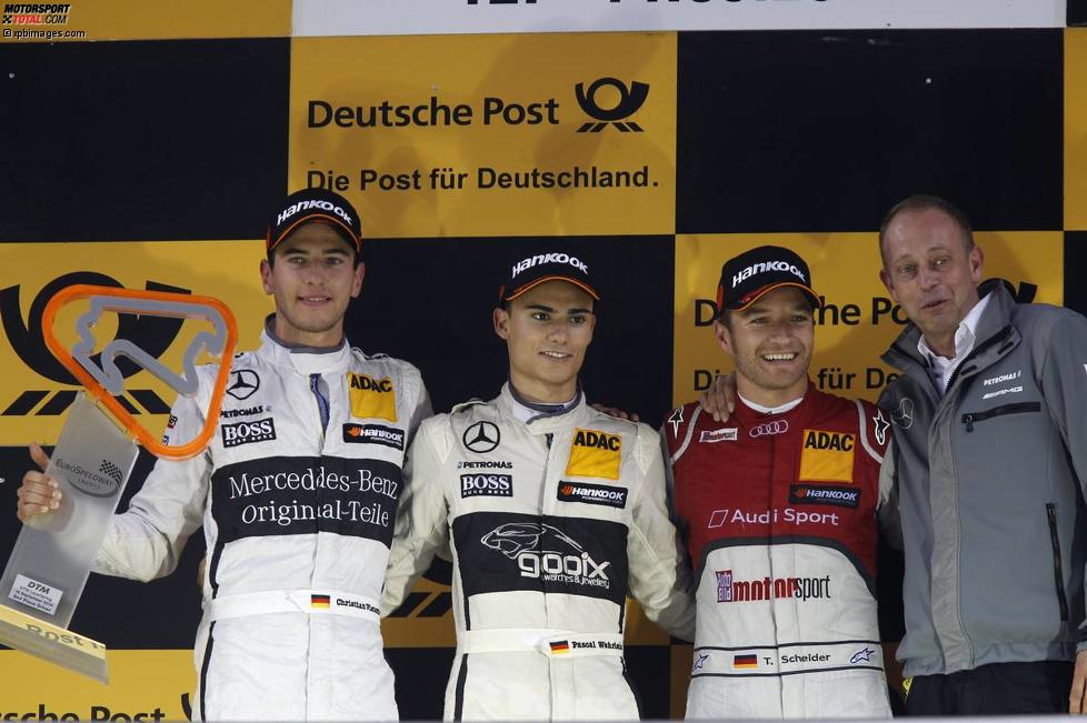 Christian Vietoris, Pascal Wehrlein (beide HWA-Mercedes) und Timo Scheider (Phoenix-Audi) 