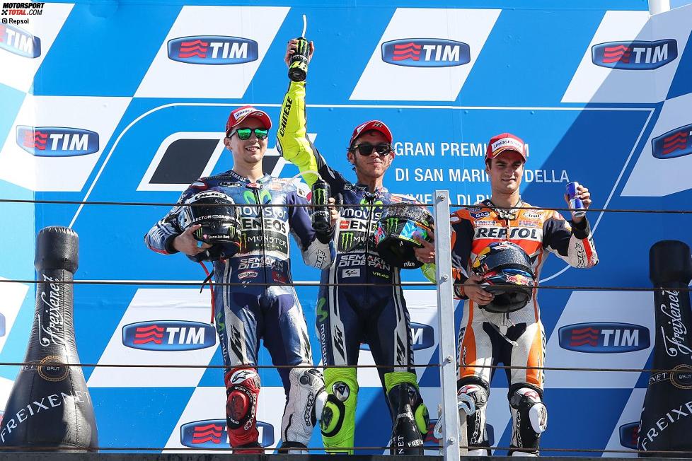 Jorge Lorenzo, Valentino Rossi und Daniel Pedrosa 