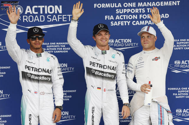 Nico Rosberg, Lewis Hamilton und Valtteri Bottas werden beim wohl verregneten Japan-Grand-Prix das Feld beim Start anführen.