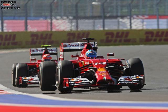 Die Ferraris im Gleichschritt: Alonso und Räikkönen beide nur im Mittelfeld