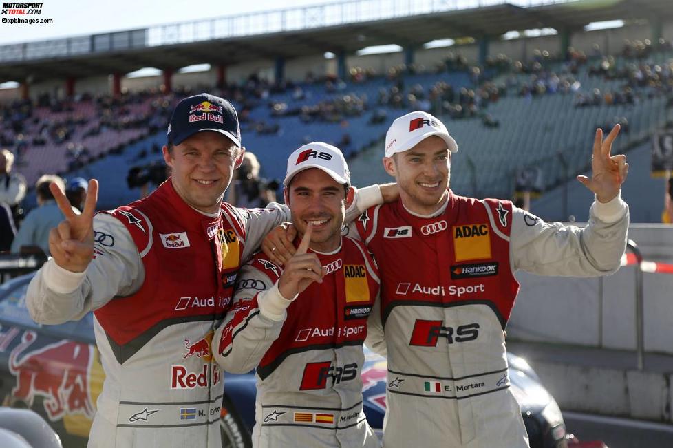 Mattias Ekström (Abt-Audi-Sportsline), Miguel Molina (Abt-Audi-Sportsline) und Edoardo Mortara (Abt-Audi) 