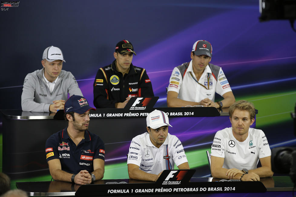 FIA-Pressekonferenz mit Jean-Eric Vergne (Toro Rosso), Felipe Massa (Williams), Nico Rosberg (Mercedes), Adrian Sutil (Sauber), Pastor Maldonado (Lotus) und Kevin Magnussen (McLaren) 