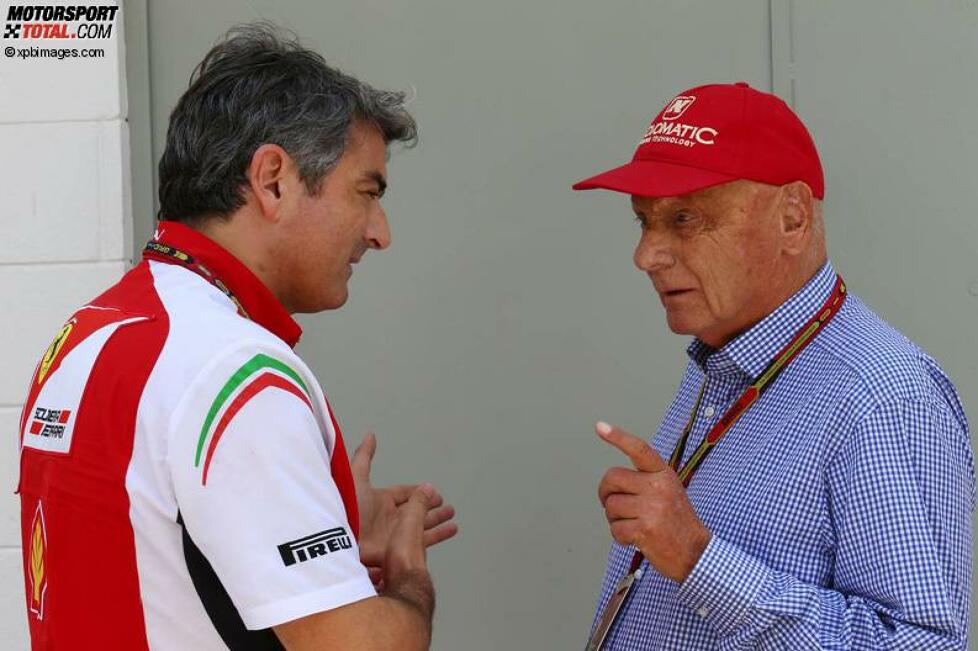 Marco Mattiacci (Ferrari) und Niki Lauda (Mercedes)