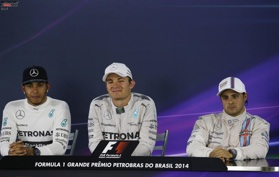 Nico Rosberg (Mercedes), Lewis Hamilton (Mercedes) und Felipe Massa (Williams) 