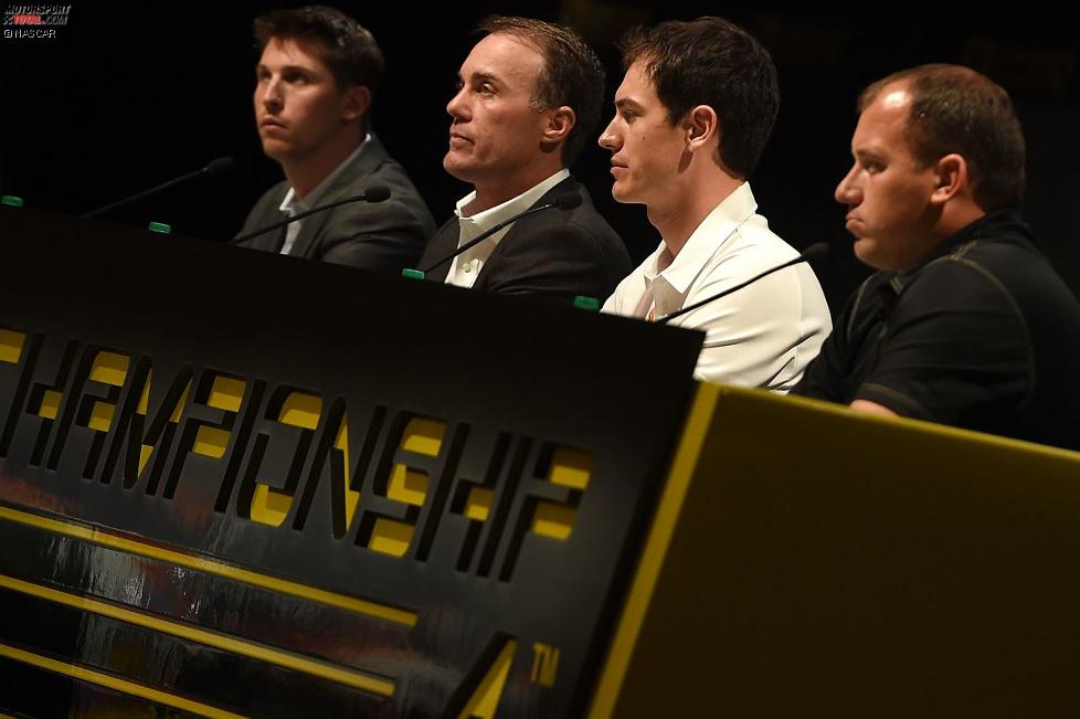 Die Final-Four: Denny Hamlin (Gibbs), Kevin Harvick (Stewart/Haas), Joey Logano (Penske) und Ryan Newman (Childress) 