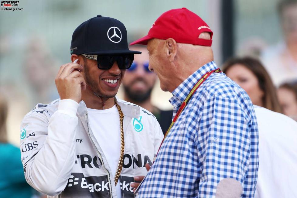 Lewis Hamilton (Mercedes) und Niki Lauda 