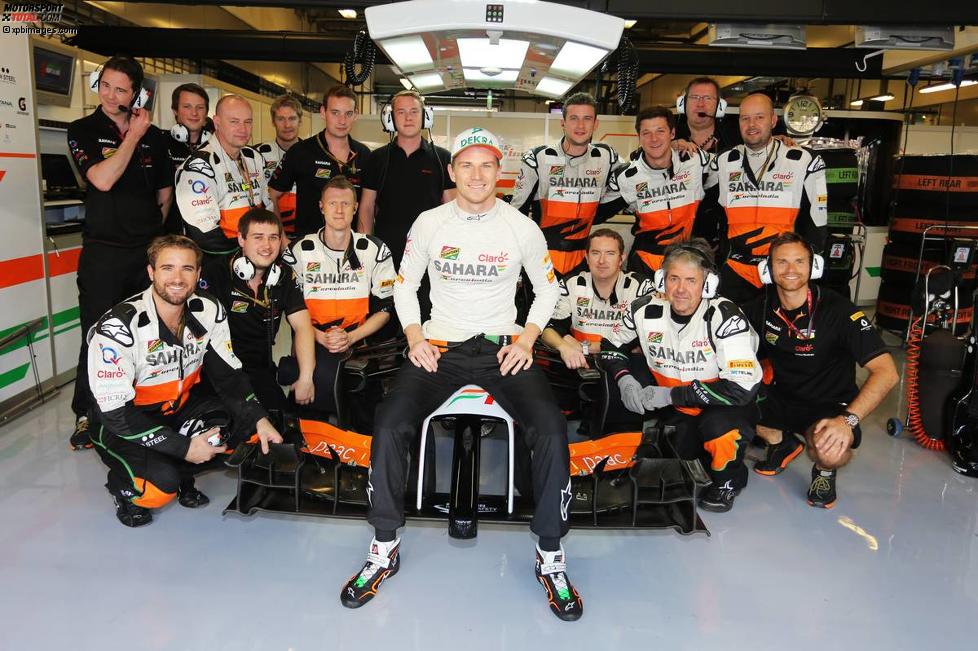 Nico Hülkenberg (Force India) und seine Crew