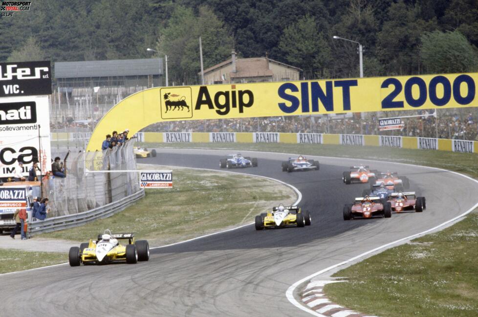 Rene Arnoux, Alain Prost, Andrea de Cesaris und Eliseo Salazar 