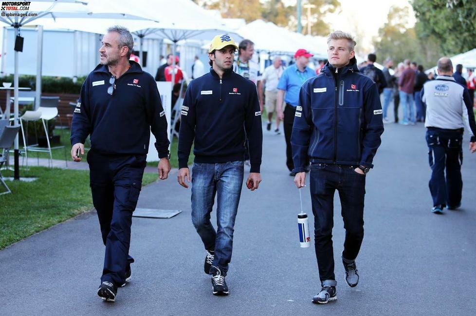 Beat Zehnder, Felipe Nasr (Sauber) und Marcus Ericsson (Sauber) 