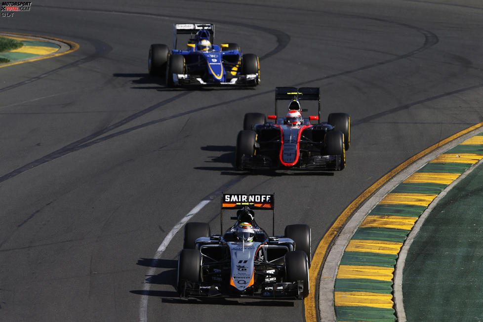 Sergio Perez (Force India), Jenson Button (McLaren) und Marcus Ericsson (Sauber) 
