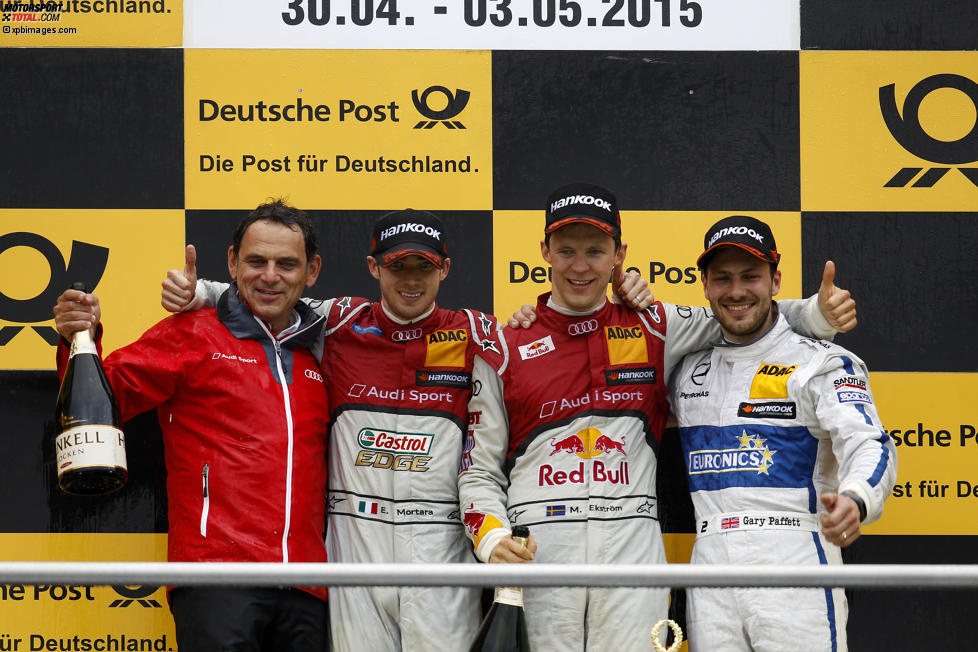 Edoardo Mortara (Abt-Audi), Mattias Ekström (Abt-Audi-Sportsline) und Gary Paffett (ART-Mercedes) 