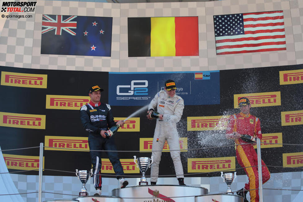 Stoffel Vandoorne (ART), Mitch Evans (Russian Time) und Alexander Rossi (Racing Engineering) 