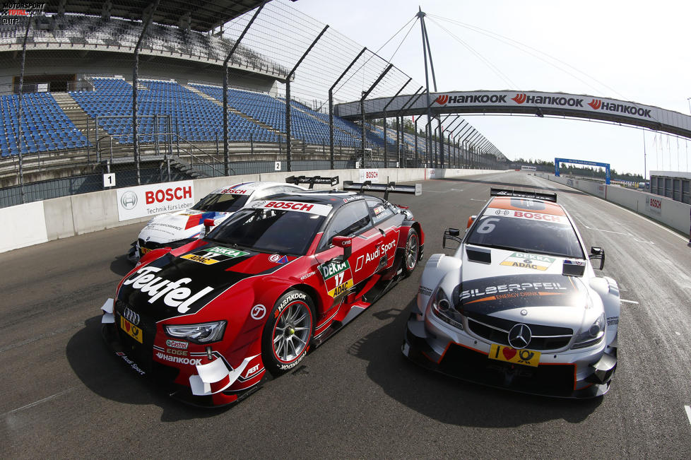 Fotoshooting mit Autos aller DTM-Marken