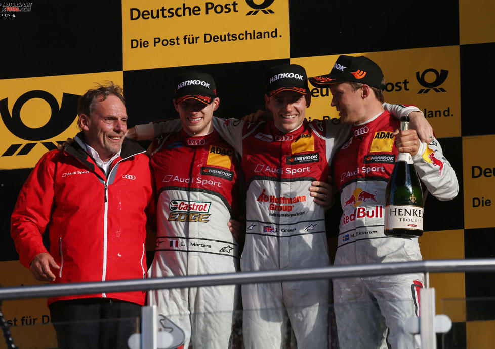 Edoardo Mortara (Abt-Audi), Jamie Green (Rosberg-Audi) und Mattias Ekström (Abt-Sportsline-Audi)