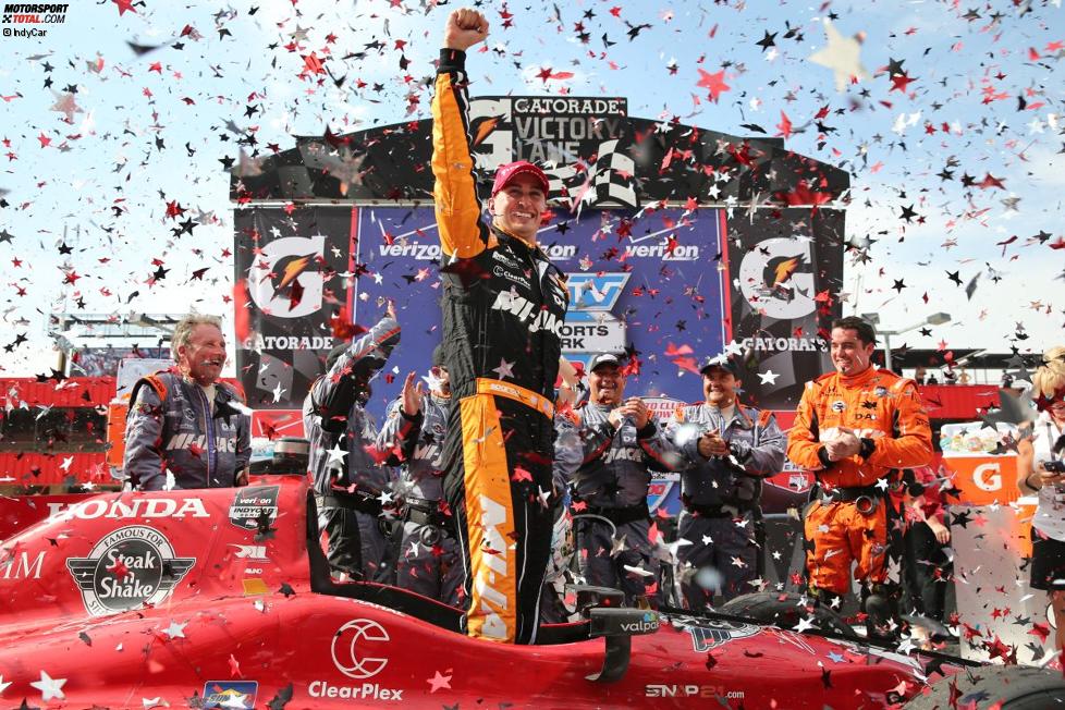 Graham Rahal (Rahal) jubelt über seinen ersten IndyCar-Sieg seit April 2008