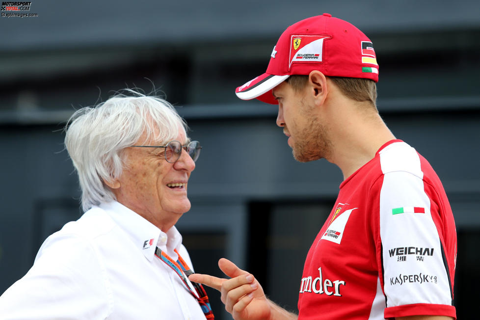 Bernie Ecclestone und Sebastian Vettel (Ferrari) 