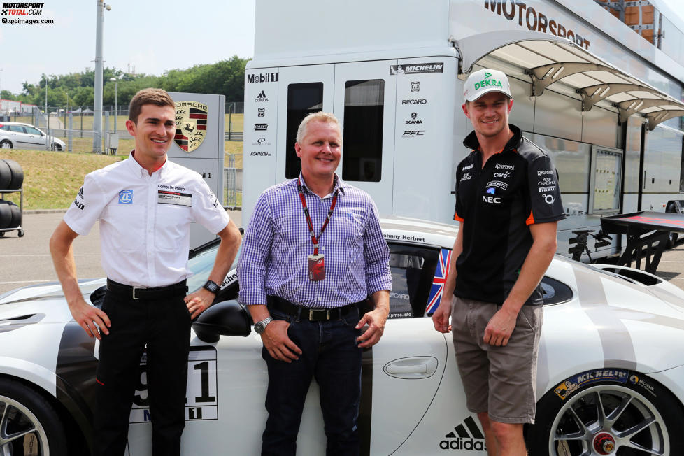 Connor de Phillippi, Johnny Herbert und Nico Hülkenberg (Force India) 