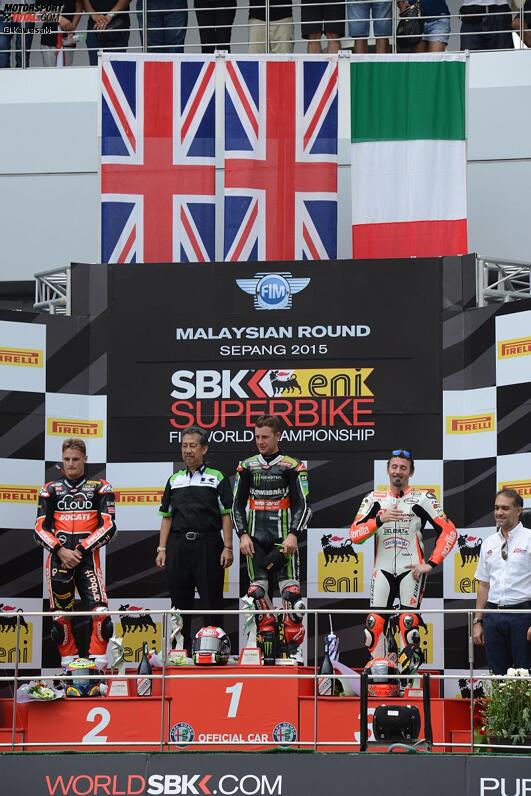 Chaz Davies, Jonathan Rea und Max Biaggi 
