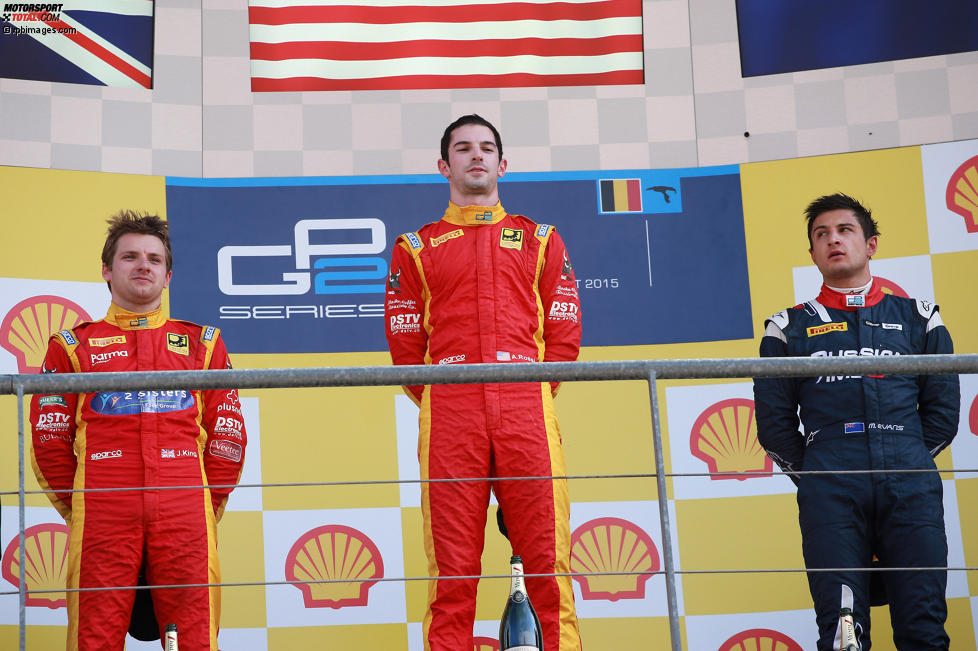 Alexander Rossi (Racing Engineering), Jordan King (Racing Engineering) und Mitch Evans (Russian Time) 