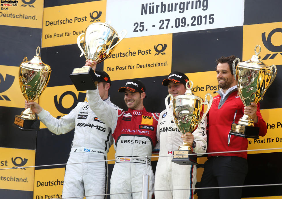 Paul di Resta (HWA-Mercedes), Miguel Molina (Abt-Audi-Sportsline) und Bruno Spengler (MTEK-BMW) 