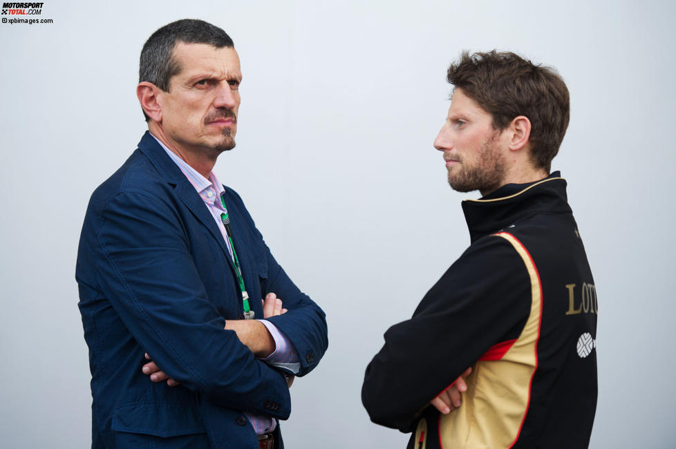 Günther Steiner (Haas) und Romain Grosjean (Lotus) 
