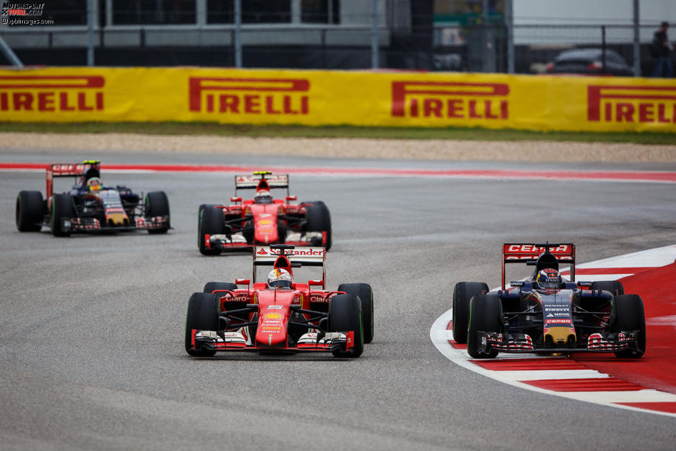 Sebastian Vettel (Ferrari) und Max Verstappen (Toro Rosso) 