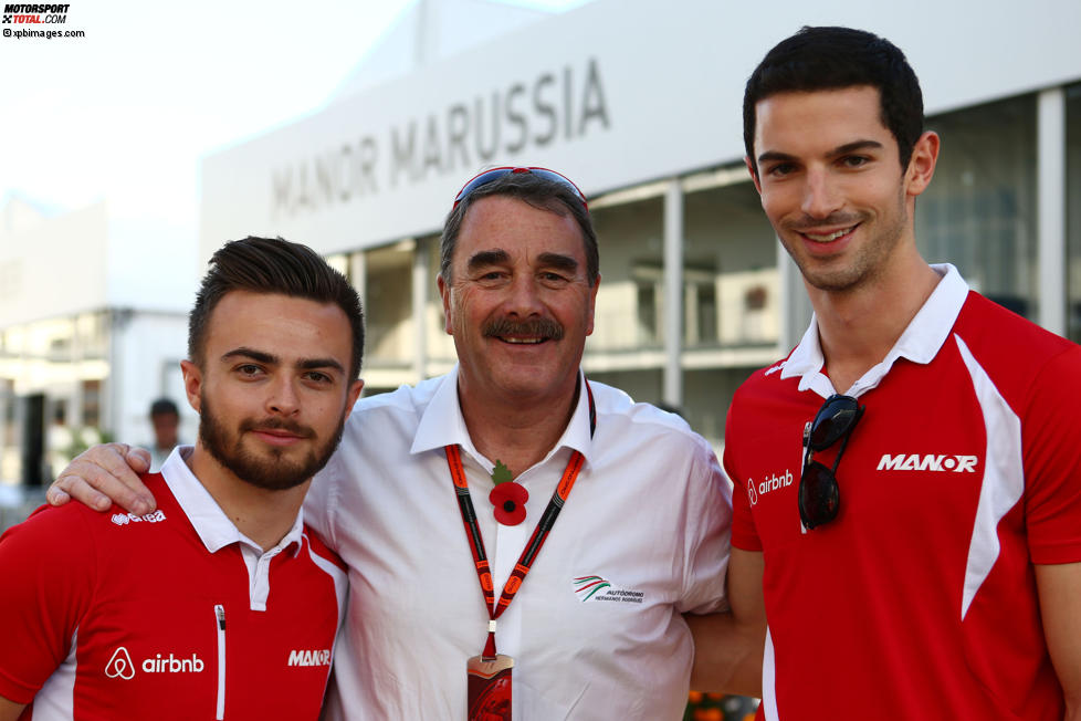 Will Stevens (Manor-Marussia), Nigel Mansell und Alexander Rossi (Manor-Marussia) 