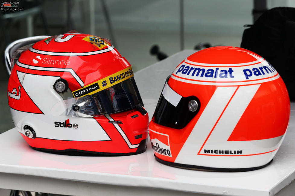 Helme von Felipe Nasr (Sauber) und Niki Lauda (Mercedes)