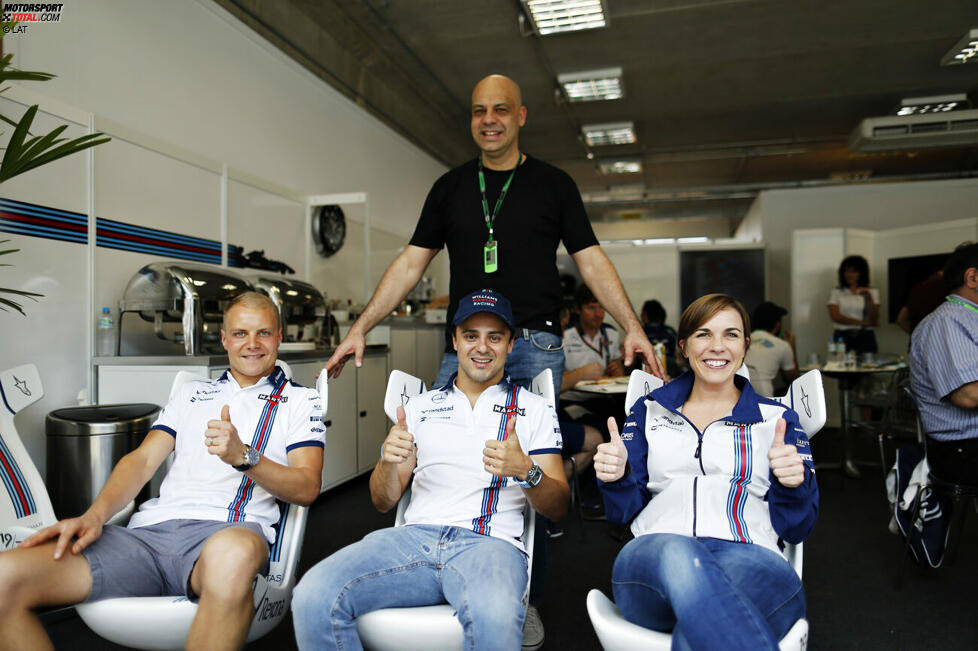 Felipe Massa (Williams), Valtteri Bottas (Williams) und Claire Williams 