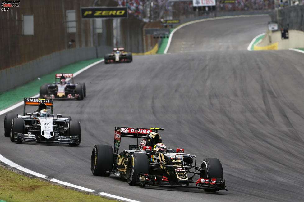 Pastor Maldonado (Lotus), Sergio Perez (Force India) und Max Verstappen (Toro Rosso) 