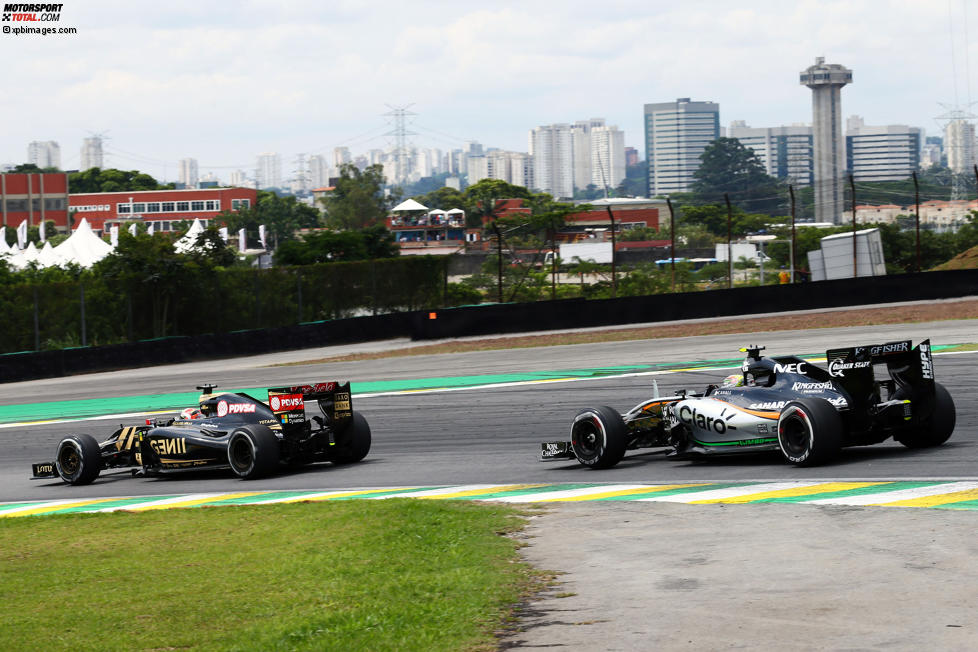 Romain Grosjean (Lotus) und Sergio Perez (Force India) 