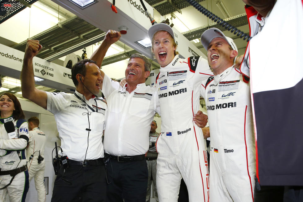 Alexander Hitziger, Fritz Enzinger, Brendon Hartley und Timo Bernhard (Porsche)