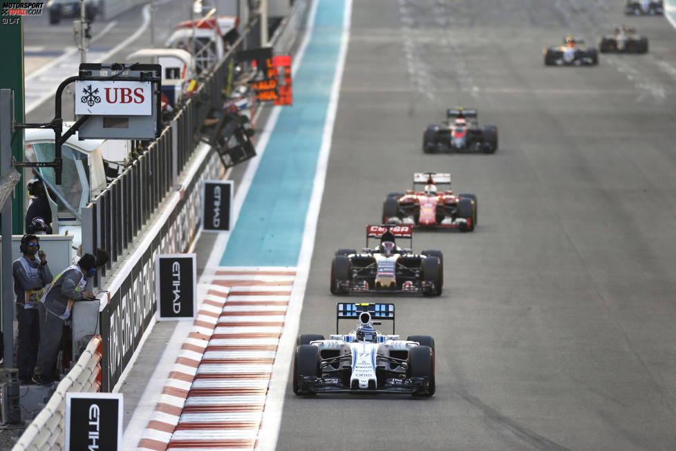 Valtteri Bottas (Williams), Max Verstappen (Toro Rosso) und Sebastian Vettel (Ferrari) 