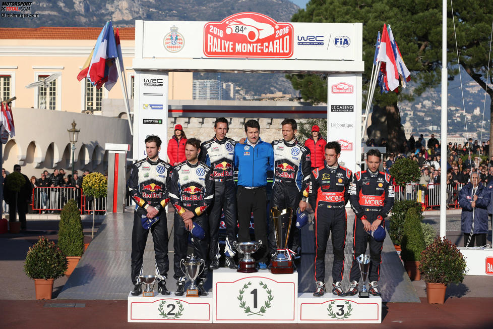 Sebastien Ogier, Andreas Mikkelsen (Volkswagen) und Thierry Neuville (Hyundai) 