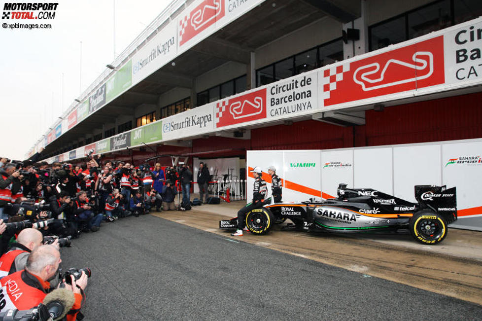 Sergio Perez (Force India) und Nico Hülkenberg (Force India) 