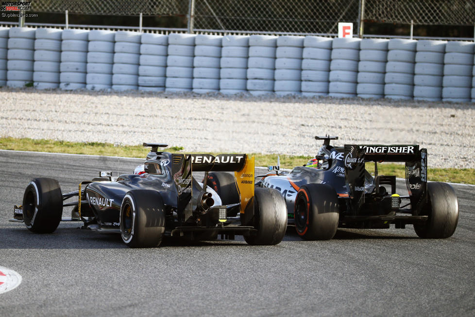 Kevin Magnussen (Renault) und Sergio Perez (Force India) 