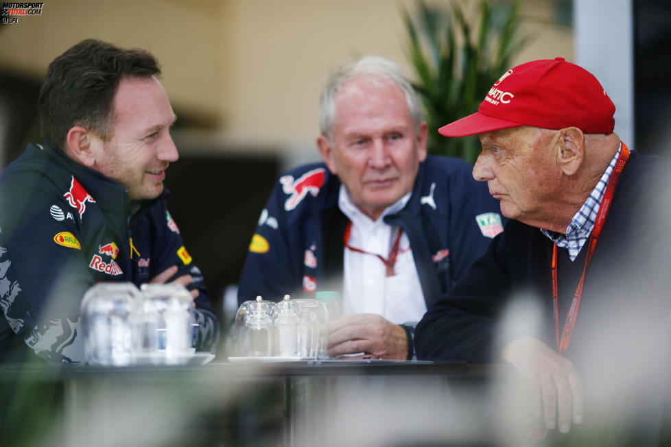 Christian Horner, Helmut Marko und Niki Lauda 