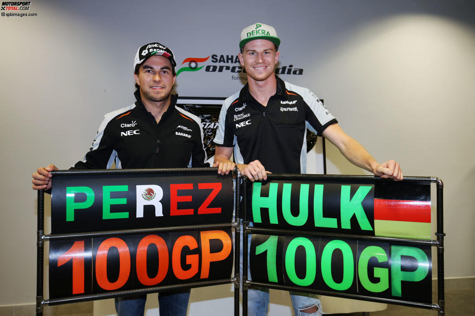 Sergio Perez (Force India) und Nico Hülkenberg (Force India) 