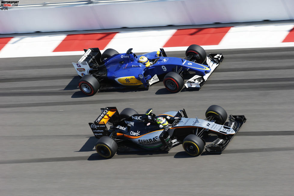 Sergio Perez (Force India) und Marcus Ericsson (Sauber) 