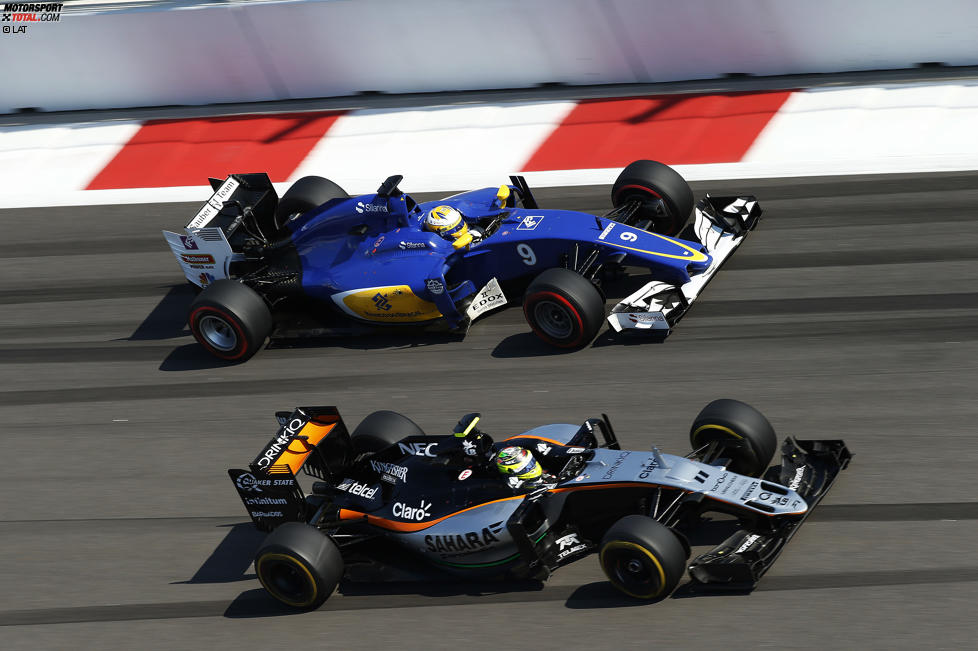 Sergio Perez (Force India) und Marcus Ericsson (Sauber) 