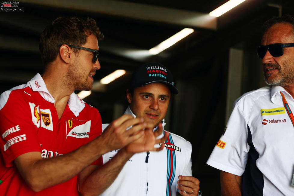 Sebastian Vettel (Ferrari), Felipe Massa (Williams) und Beat Zehnder 