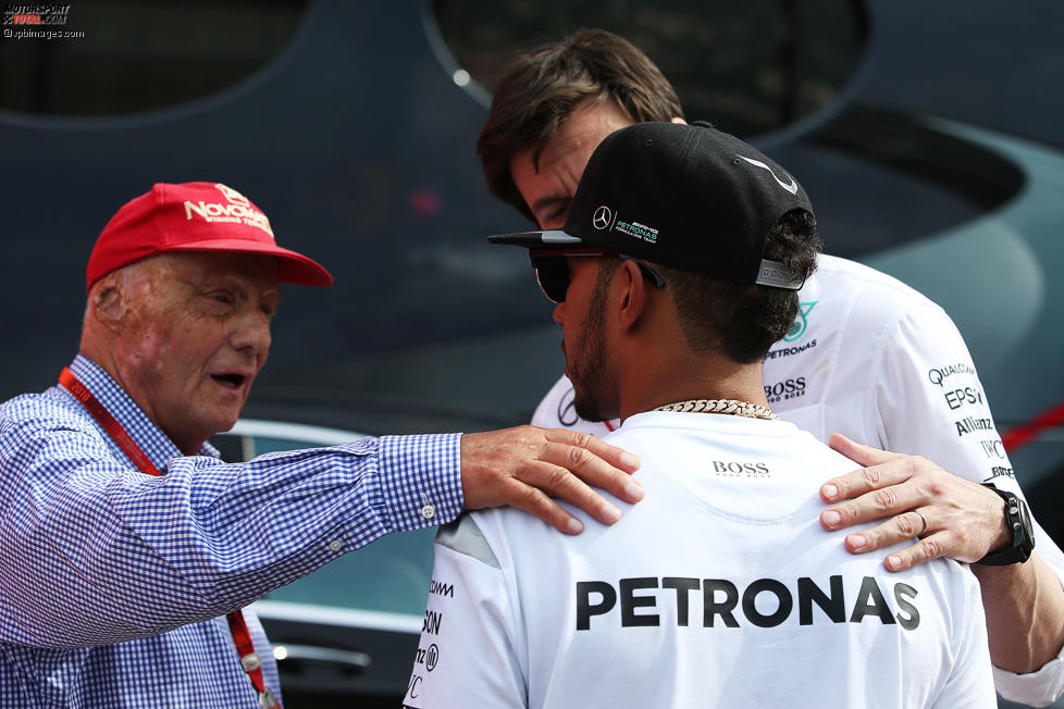 Niki Lauda, Toto Wolff und Lewis Hamilton (Mercedes) 