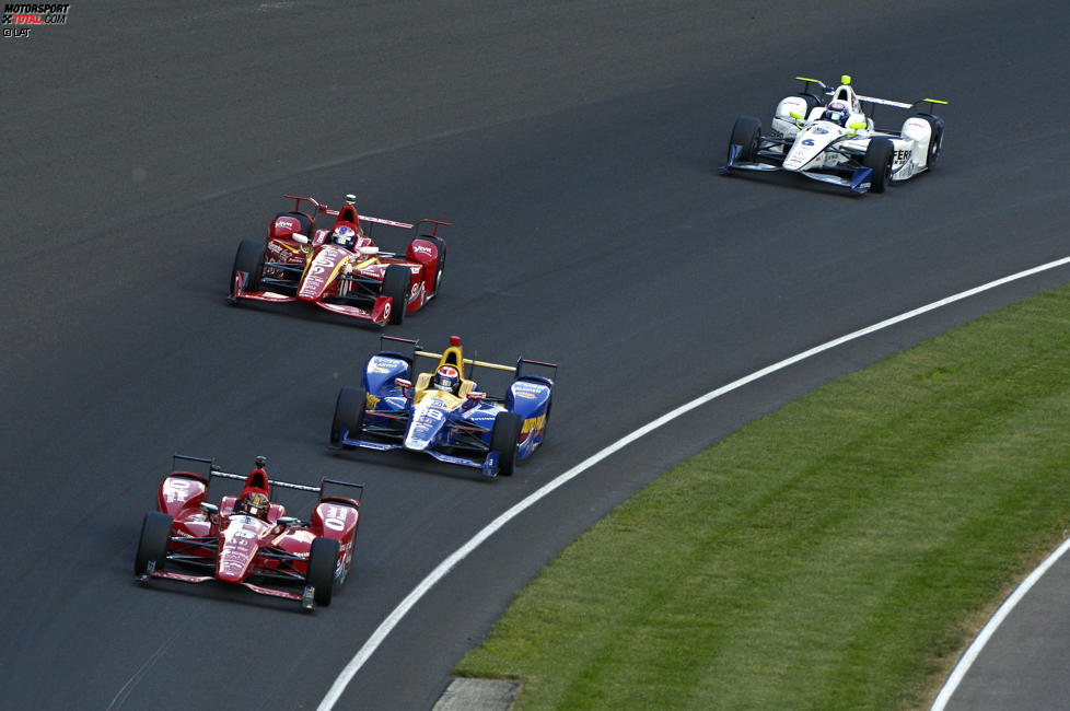 Alexander Rossi (Andretti), Graham Rahal (Rahal), Scott Dixon (Ganassi) und J.R. Hildebrand 
