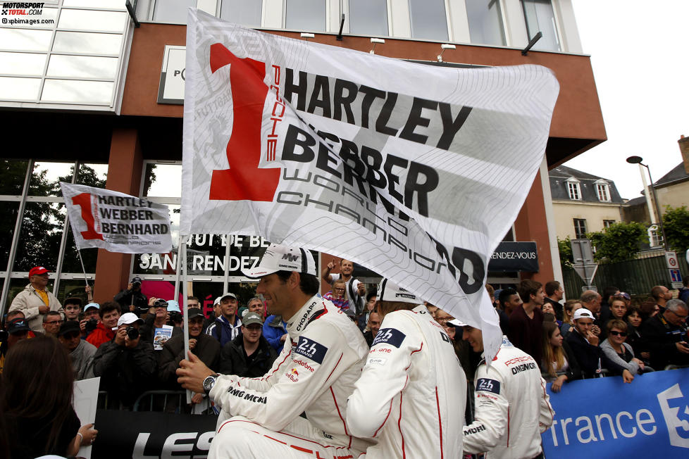 Timo Bernhard, Mark Webber und Brendon Hartley 