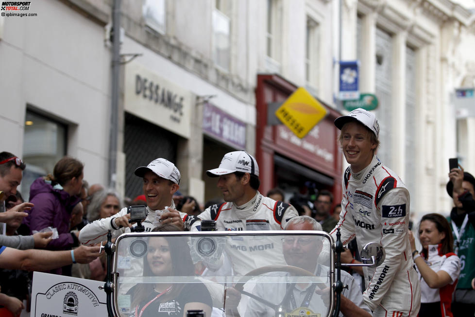 Timo Bernhard, Mark Webber und Brendon Hartley 